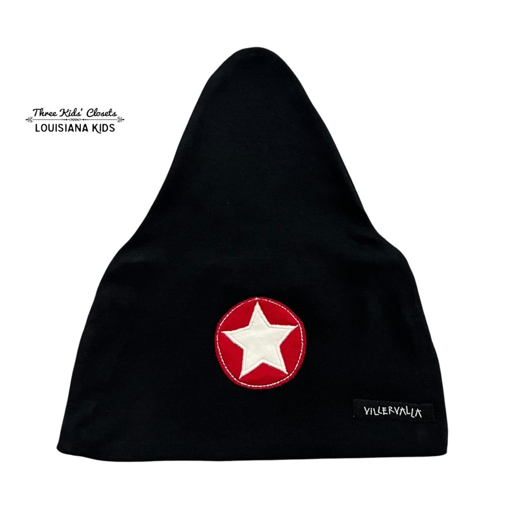 Villervalla Sz 54/56 (8-12Y) Black Star Appliqué Hat